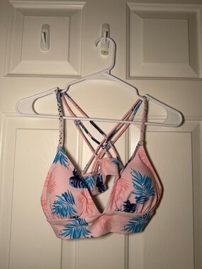 Cupshe Pink Tropical Leaf Strappy Bikini Bralette